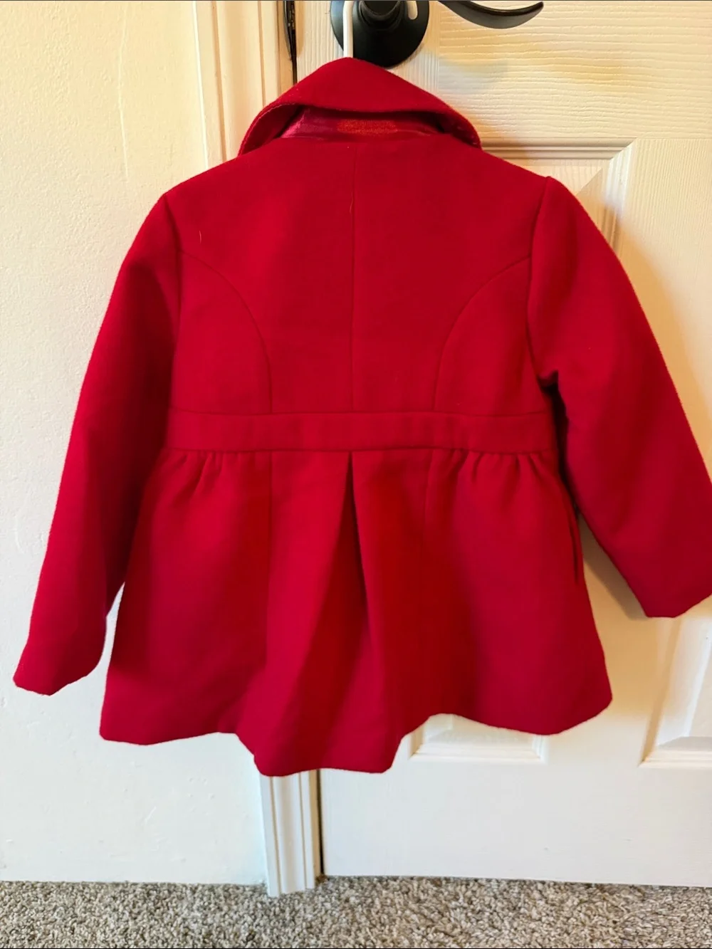The Children's Place Bright Red Double-Breasted Girls' Peacoat with Bow